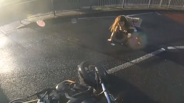 Pedestrian hit by motorbike